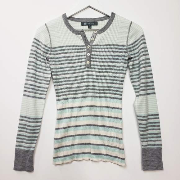 Title nine Sweaters - Title Nine Merino Wool Striped Ribbed Sweater